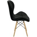 Ver imagem 4 de Kit 3 Cadeiras Charles Eames Eiffel Slim Wood Estofada - Preta