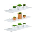 Ver imagem 1 de Jogo 3 Prateleiras Lisas Mdf Kit 30x15cm Suporte Invisivel