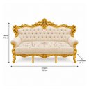 Ver imagem 3 de Sofá Clássico Bege com Capitonê Dourado a: 118cm L: 192cm P: 68cm