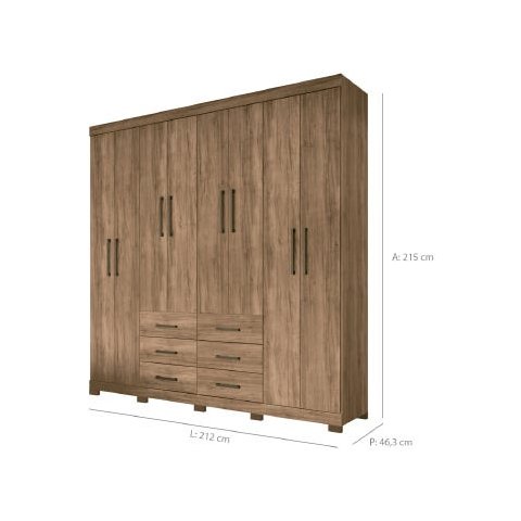 Guarda-Roupa Roupeiro Santos Liverpool 8 Portas 6 Gavetas - 150255P