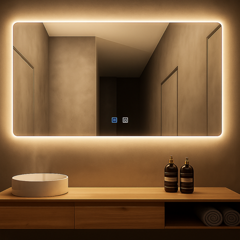 Espelho LED para Banheiro Touch 3 Cores de Luz com Desembaçador e Display Digital 80x60 cm Bivolt: