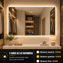 Ver imagem 5 de Espelho LED para Banheiro Touch 3 Cores de Luz com Desembaçador e Display Digital 80x60 cm Bivolt: