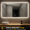 Ver imagem 5 de Espelho LED para Banheiro Touch 3 Cores de Luz com Desembaçador e Display Digital 80x60 cm Bivolt:
