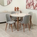 Ver imagem 1 de Conjunto de Jantar Mesa Redonda com Vidro Donatella com 4 Cadeiras New Drop - Natural C/ Cinza