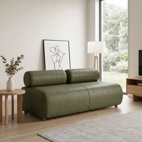 Sofá 3 Lugares Orgânico para Sala Base Fixa Nara Sintetic PU D03 - D'Rossi