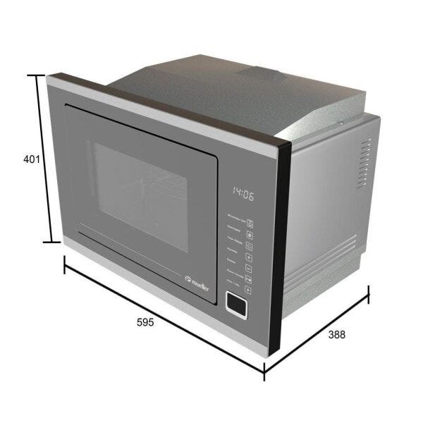 Forno Micro-ondas de Embutir Mueller 25L Espelhado - 6