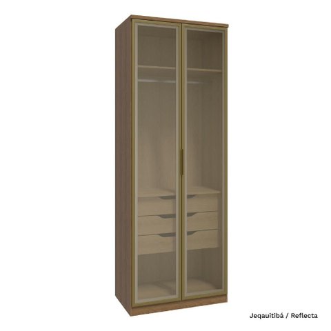 Guarda Roupa Modulado 02 Portas de Vidro 234cm 03 Gavetas Setiba