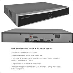 Nvr Hikvision Acusense 16 Canais Resolução 4k Inteligente Ds-7616nxi-k1 - 2