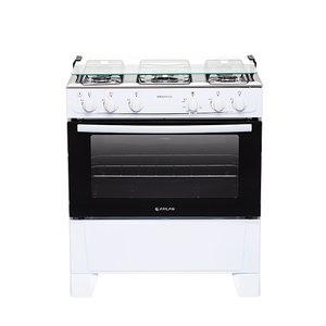Fogão Mônaco Plus 5 Bocas Atlas - Mega Chama  - Mesa Inox - Acendimento Automático - Bivolt - Branco