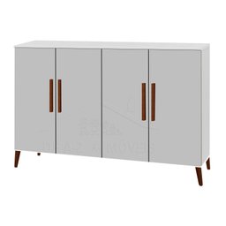 Buffet aparador Colombia 4 portas balcão 1.22m retrô fechado cor Branco brilho PASSE BEM - 1