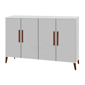 Buffet aparador Colombia 4 portas balcão 1.22m retrô fechado cor Branco brilho PASSE BEM