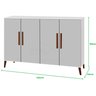 Buffet aparador Colombia 4 portas balcão 1.22m retrô fechado cor Branco brilho PASSE BEM - 4