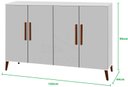 Ver imagem 4 de Buffet aparador Colombia 4 portas balcão 1.22m retrô fechado cor Branco brilho PASSE BEM