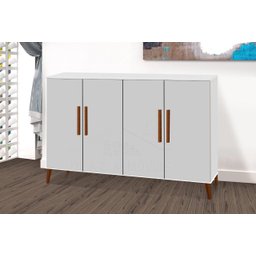 Buffet aparador Colombia 4 portas balcão 1.22m retrô fechado cor Branco brilho PASSE BEM - 3