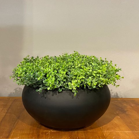 Arranjo Grande Centro De Mesa Vaso Preto Com Verdinho
