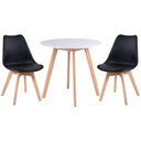 Ver imagem 1 de Kit - Mesa de Jantar Leda 90 Cm Branco + 2 Cadeiras Estofadas Leda Preto
