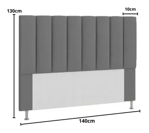 Cabeceira Moderna Estofada 140cm Carla Casal Cinza - 3