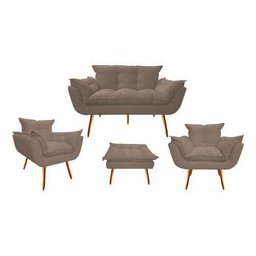 Kitt Namoradeira + 2 Poltronas Opalas + 1 Puff Opala- Ornaghi Estofados - Capuccino - 1 Kitt Namoradeira + 2 Poltronas Opalas + 1 Puff Opala- Ornaghi Estofados - Capuccino - 1