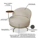 Ver imagem 3 de Poltrona Decorativa Orgânica Glamour Boucle Giratória Confortável Bege Loja Sheep