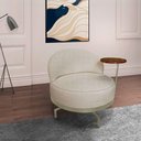 Ver imagem 5 de Poltrona Decorativa Orgânica Glamour Boucle Giratória Confortável Bege Loja Sheep