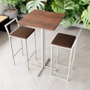 Ver imagem 1 de Conjunto Mesa Alta Bar Bistrô Quadrada Imbuia 2 Banquetas Confort Estofado White Don Castro