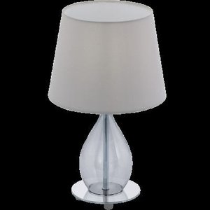 Abajur Aço Cromado Vidro Fumê Tecido Cinza 1 x 40W E14