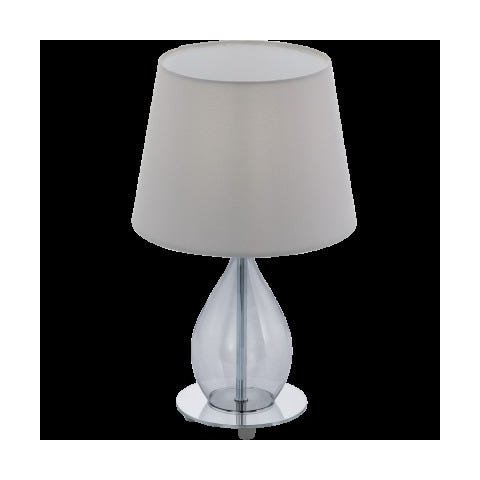 Abajur Aço Cromado Vidro Fumê Tecido Cinza 1 x 40W E14