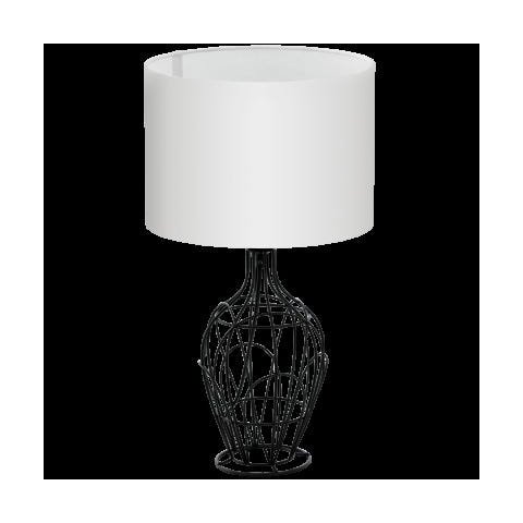 Abajur Aço Preto Tecido Branco Diam. 355 Mm 1 x 40W E27