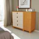Ver imagem 3 de Cômoda para Quarto Talisma 4 Gavetas com Porta Ripada Sapateira Multiuso Gaveteiro:naturale/off Whit