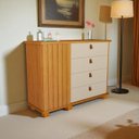 Ver imagem 4 de Cômoda para Quarto Talisma 4 Gavetas com Porta Ripada Sapateira Multiuso Gaveteiro:naturale/off Whit