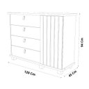 Ver imagem 7 de Cômoda para Quarto Talisma 4 Gavetas com Porta Ripada Sapateira Multiuso Gaveteiro:naturale/off Whit