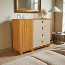 Ver imagem 2 de Cômoda para Quarto Talisma 4 Gavetas com Porta Ripada Sapateira Multiuso Gaveteiro:naturale/off Whit