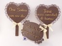 Ver imagem 1 de Kit 3 placas de Casamento Pintada Personalizada Relevo Make Laser Placa Relevo Marron