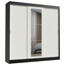 Ver imagem 2 de Guarda-Roupa Casal Madesa Kansas 3 Portas de Correr com Espelho 3 Gavetas Preto/Branco Cor:Preto/Bra
