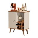 Ver imagem 1 de Balcão Aparador Buffet Retrô Royal 1 Porta Com Adega:Off White/Nature