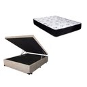 Ver imagem 1 de Cama Box Baú Casal Conforto Suede Bege + Colchão Casal Conforto Espuma D23 24x138x188