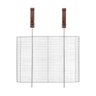 Grelha em Aço Inox com Borda Horizontal para Churrasco Churrasqueira 60x50 com Cabo de Madeira - 1