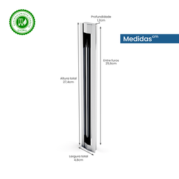Puxador De Porta Embutir Concha Correr 27,4 Cm  Polido - 2