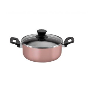 Panela Caçarola Antiaderente 18cm com Tampa de Vidro Rosê Magnific Panelux