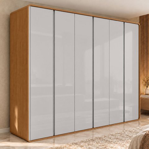 Guarda-Roupa Casal 6 Pts Easy Like Amendoa Clean/Off White