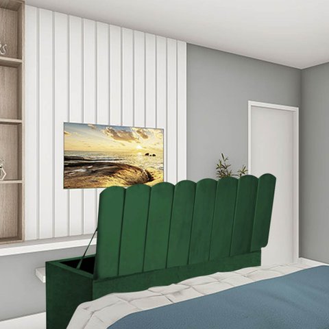 Calçadeira Baú Recamier Queen 160CM Alanis Suede Verde - D A DECOR