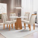Ver imagem 1 de Mesa Kansas 100cm 4 Cadeiras Arthus Tampo Redondo Plus Vidro Off White