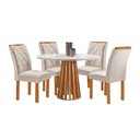 Ver imagem 2 de Mesa Kansas 100cm 4 Cadeiras Arthus Tampo Redondo Plus Vidro Off White