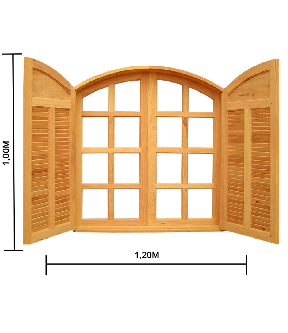 Janela Veneziana Abrir/Abrir Arco Padrão Curupixá 1,20 X 1,00 Batente 14cm Central Norte Madeiras Ja - 2