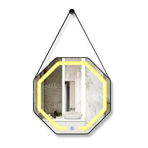 Espelho Octogonal Adnet com Led Luz Quente Decoração Sofisticada