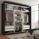 Ver imagem 4 de Guarda-roupa Casal Hamburgo 3 Portas 4 Gavetas com Espelho Preto - Panorama Móveis