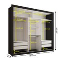 Ver imagem 3 de Guarda-roupa Casal Hamburgo 3 Portas 4 Gavetas com Espelho Preto - Panorama Móveis