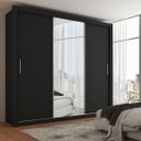 Ver imagem 1 de Guarda-roupa Casal Hamburgo 3 Portas 4 Gavetas com Espelho Preto - Panorama Móveis