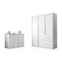 Ver imagem 4 de Kit Quarto Infantil Bebê Pérola Cômoda 4 Gavetas 2 Portas e Guarda Roupa 3 Portas 4 Gavetas Branco -