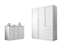 Ver imagem 1 de Kit Quarto Infantil Bebê Pérola Cômoda 4 Gavetas 2 Portas e Guarda Roupa 3 Portas 4 Gavetas Branco -